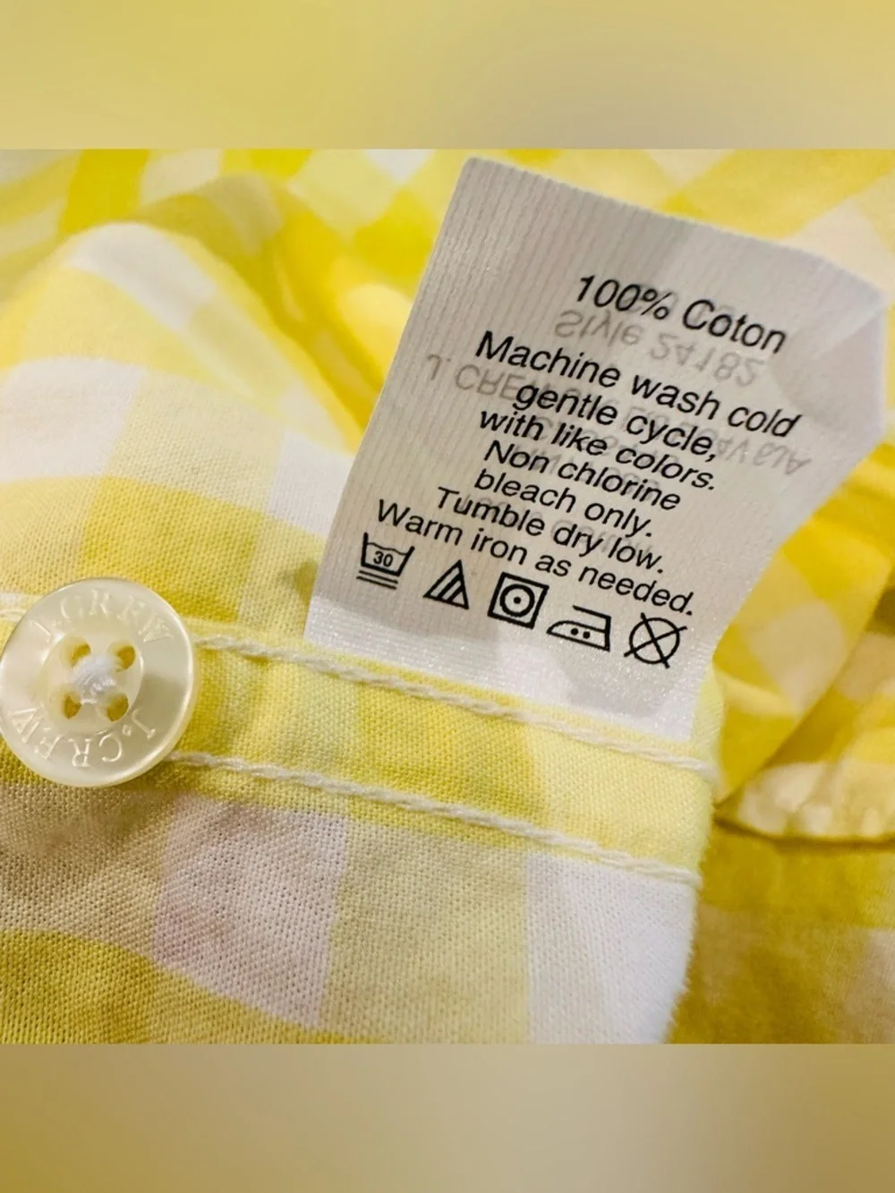 Vintage J. Crew Yellow Gingham Button Down Shirt Mens L Preppy Colorful Y2K 90s